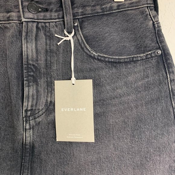 Everlane Washed Black Mini Skirt Raw Cut Hem - Picture 4 of 7